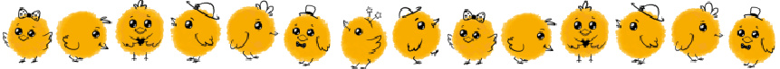 Baby chickens – a boost to everyone's flock! Divider: baby chickens colour line drawing, full width.
