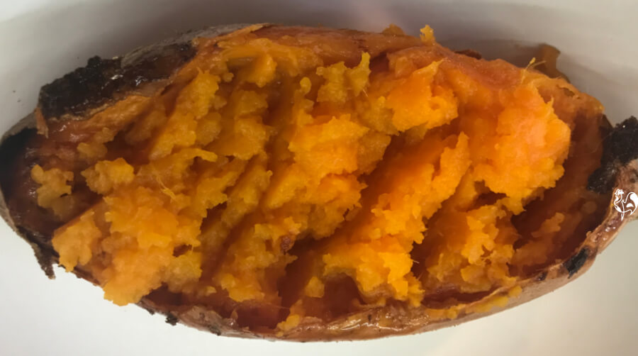 Baked sweet potato flesh.