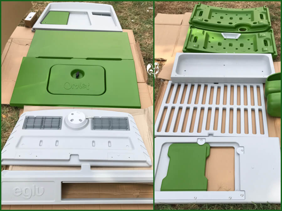 My Omlet Eglu pieces lying on the ground.