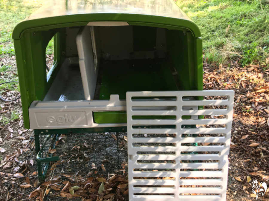 My Omlet Eglu Cube with the perch level pulled out for cleaning.