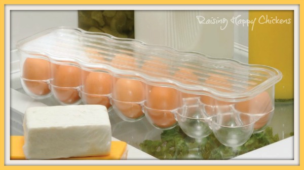 If you must store eggs in the refrigerator, make sure they're in a food grade container like this one. Find out why.