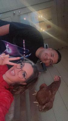 Peaches on the rocking chair with me 