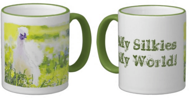 Silkie chickens mug - link to gift site.
