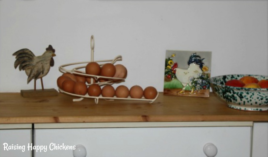 A chicken themed kitchen countertop.