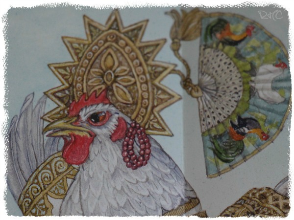 Detail of one of the Ugly Sisters in "A Chicken Cinderella".